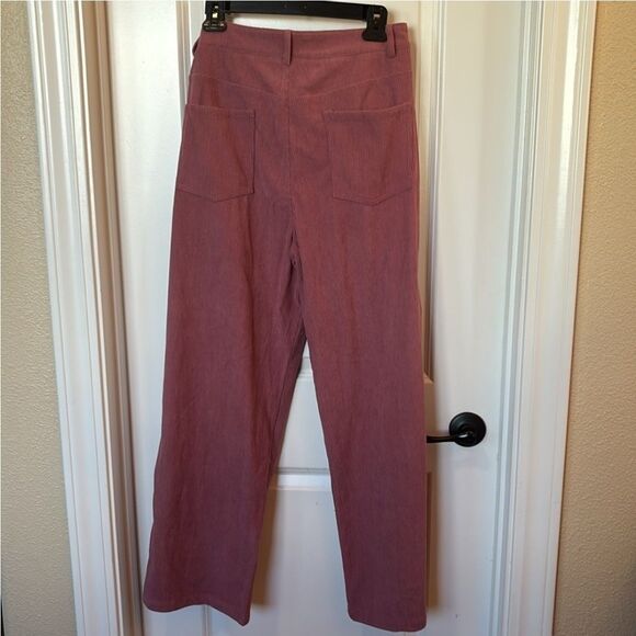 Cider Corduroy Pants Womens Size L Dusty Rose Flat Front Straight Leg Mauve NWT - Picture 4 of 6